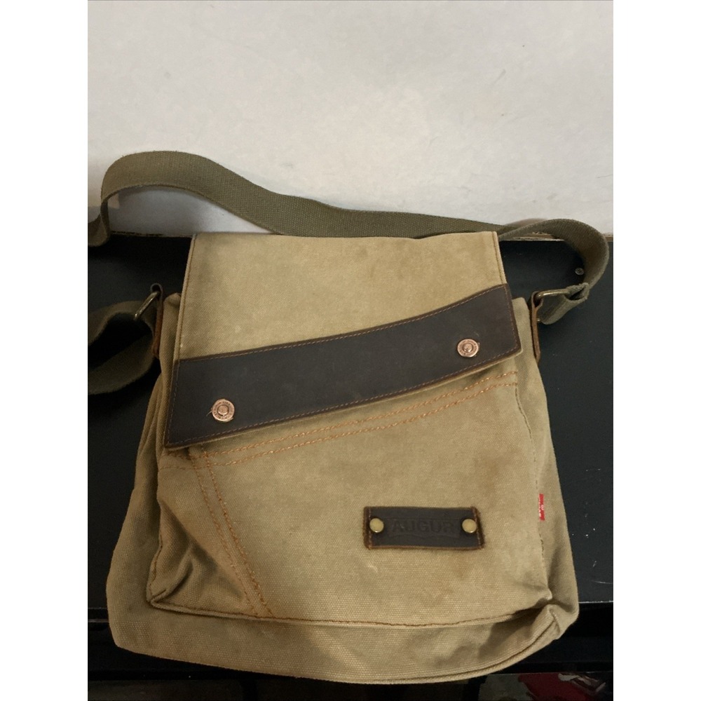 Augur Boho Canvas & Leather Cross Body Bag Purse Utility Messenger Military Tote